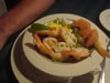 Shrimp Classic: Cocktail of jumbo shrimp, tequilla sauce, segments of ruby red grapefruit garnished with lemon and physalis (43kb)