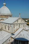 Pisa: Campo dei Miracoli: view from campanile on the Duomo (81kb)